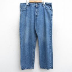 W41★古着 ペインター パンツ メンズ 大きいサイズ コットン 紺 ネイビー デニム 25aug13 中古 ボトムス ロング