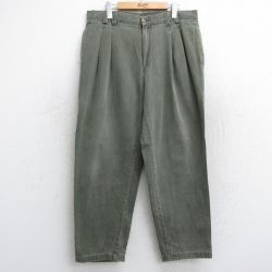 【50%OFF】W36★古着 チノ パンツ チノパン メンズ 90年代 90s コットン タロン 濃緑 グリーン 25aug13 中古 ボトムス ロング