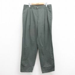 W35★古着 チノ パンツ チノパン メンズ コットン 緑 グリーン 25aug13 中古 ボトムス ロング