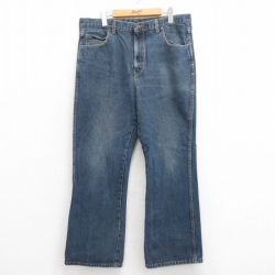 【20%OFF】W37★古着 ジーンズ メンズ コットン 濃紺 ネイビー デニム 25aug13 中古 ボトムス ジーパン Gパン ロング パンツ