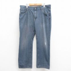 W38★古着 ジーンズ メンズ コットン 紺 ネイビー デニム 25aug13 中古 ボトムス ジーパン Gパン ロング パンツ