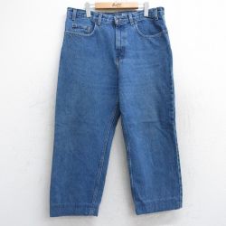 【50%OFF】W36★古着 ジーンズ メンズ ヒゲ コットン 紺 ネイビー デニム 25aug18 中古 ボトムス ジーパン Gパン ロング パンツ