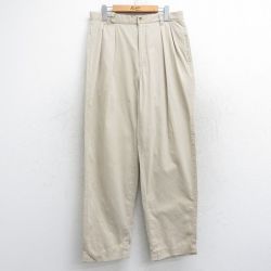 【50%OFF】W34★古着 ノーティカ NAUTICA ブランド パンツ メンズ 90年代 90s コットン ベージュ カーキ 25aug18 中古 ボトムス ロング