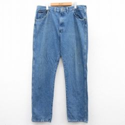 【20%OFF】W37★古着 ラングラー Wrangler ジーンズ メンズ 80年代 80s USA製 紺 ネイビー デニム 25aug20 中古 ボトムス ジーパン Gパン ロング パンツ