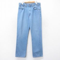 W34★古着 リーバイス Levis ジーンズ メンズ 90年代 90s 薄紺 ネイビー デニム 【spe】 25aug27 中古 ボトムス ジーパン Gパン ロング パンツ