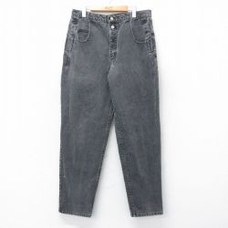 【50%OFF】W36★古着 ゲス GUESS ジーンズ メンズ 90年代 90s テーパード コットン USA製 黒 ブラック デニム 【spe】 25aug27 中古 ボトムス ジーパン Gパン ロング パンツ