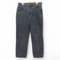W37★古着 ジーンズ メンズ コットン 黒 ブラック デニム 25sep01 中古 ボトムス ジーパン Gパン ロング パンツ