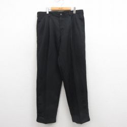 W37★古着 スラックス パンツ メンズ 黒 ブラック 25sep05 中古 ボトムス ロング