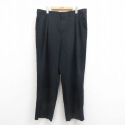 W38★古着 スラックス パンツ メンズ 黒 ブラック 25sep05 中古 ボトムス ロング