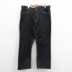 W38★古着 ラルフローレン Ralph Lauren ブランド パンツ メンズ ワンポイントロゴ コットン 黒 ブラック 25sep05 中古 ボトムス ロング
