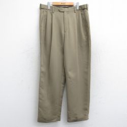 W36★古着 スラックス パンツ メンズ 濃ベージュ カーキ 25sep06 中古 ボトムス ロング
