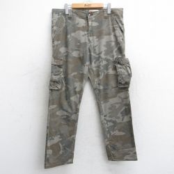 W37★古着 ラングラー Wrangler カーゴ ジーンズ メンズ 茶他 ブラウン 迷彩 25sep06 中古 ボトムス ジーパン Gパン ロング パンツ