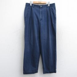 W35★古着 トミーヒルフィガー TOMMY HILFIGER ブランド チノ パンツ チノパン メンズ 90年代 90s ワンポイントロゴ コットン 紺 ネイビー 25sep06 中古 ボトムス ロング