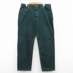 W36★古着 ラングラー Wrangler ジーンズ メンズ コットン 濃緑 グリーン デニム 25sep06 中古 ボトムス ジーパン Gパン ロング パンツ