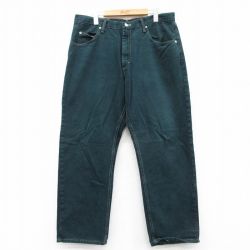 W36★古着 ラングラー Wrangler ジーンズ メンズ コットン 濃緑 グリーン デニム 25sep06 中古 ボトムス ジーパン Gパン ロング パンツ