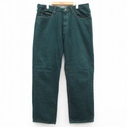 【20%OFF】W38★古着 リー Lee ジーンズ メンズ コットン 濃緑 グリーン デニム 25sep06 中古 ボトムス ジーパン Gパン ロング パンツ