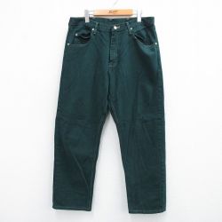 W36古着 ラングラー Wrangler ジーンズ メンズ コットン 濃緑 グリーン デニム 25sep06 中古 ボトムス ジーパン Gパン ロング パンツ