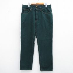 W36★古着 リー Lee ジーンズ メンズ コットン 濃緑 グリーン デニム 25sep06 中古 ボトムス ジーパン Gパン ロング パンツ
