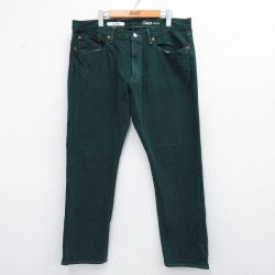 W37★古着 ギャップ GAP ジーンズ メンズ コットン 濃緑 グリーン デニム 25sep06 中古 ボトムス ジーパン Gパン ロング パンツ