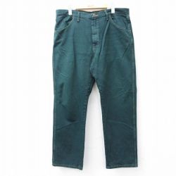 W38★古着 ラスラー ジーンズ メンズ コットン 濃緑 グリーン デニム 25sep06 中古 ボトムス ジーパン Gパン ロング パンツ