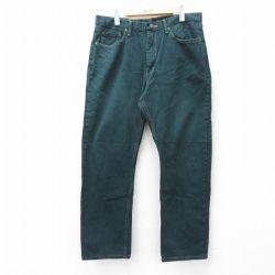 W36★古着 ラスラー ジーンズ メンズ コットン 濃緑 グリーン デニム 25sep06 中古 ボトムス ジーパン Gパン ロング パンツ