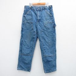 W34★古着 ペインター パンツ メンズ ダブルニー コットン カナダ製 紺 ネイビー デニム 【spe】 25sep08 中古 ボトムス ロング