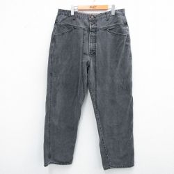 W36★古着 マリテフランソワジルボー ジーンズ メンズ コットン 黒 ブラック デニム 【spe】 25sep08 中古 ボトムス ジーパン Gパン ロング パンツ