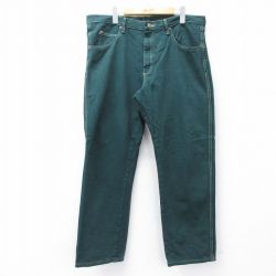 W37★古着 ラングラー Wrangler ジーンズ メンズ コットン 緑 グリーン デニム 25sep08 中古 ボトムス ジーパン Gパン ロング パンツ