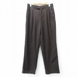 W30★古着 パンツ メンズ 茶 ブラウン チェック 25sep09 中古 ボトムス ロング