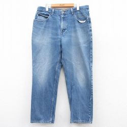 W36★古着 エルエルビーン LLBEAN ジーンズ メンズ 00年代 00s ヒゲ コットン 紺 ネイビー デニム 25sep09 中古 ボトムス ジーパン Gパン ロング パンツ