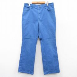 W34★古着 ディッキーズ Dickies パンツ メンズ 80年代 80s USA製 タロン 薄紺 ネイビー 【spe】 25sep10 中古 ボトムス ロング