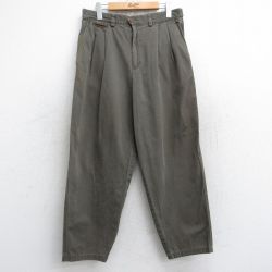W31★古着 パンツ メンズ テーパード コットン 茶系 ブラウン 25sep11 中古 ボトムス ロング