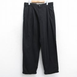 W35★古着 パンツ メンズ コットン 黒 ブラック 25sep11 中古 ボトムス ロング