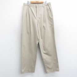 W33★古着 ランズエンド スラックス パンツ メンズ 00年代 00s ベージュ カーキ 25sep11 中古 ボトムス ロング