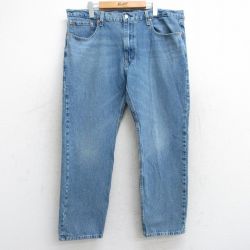 W38★古着 リーバイス Levis 502 ジーンズ メンズ ヒゲ 紺 ネイビー デニム 25sep12 中古 ボトムス ジーパン Gパン ロング パンツ