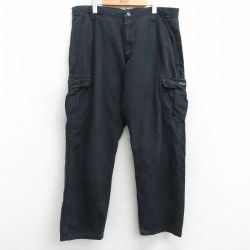 W38★古着 ラングラー Wrangler カーゴ パンツ メンズ コットン 黒 ブラック 25sep12 中古 ボトムス ロング