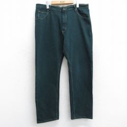 W38★古着 ラングラー Wrangler ジーンズ メンズ 濃緑 グリーン デニム 25sep12 中古 ボトムス ジーパン Gパン ロング パンツ