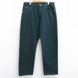 W38★古着 ラングラー Wrangler ジーンズ メンズ コットン 濃緑 グリーン デニム 25sep12 中古 ボトムス ジーパン Gパン ロング パンツ