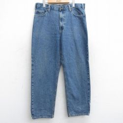 W37 ジーンズ ヒゲ ネイビー | 古着