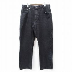 W36★古着 セントジョンズベイ ジーンズ メンズ ヒゲ コットン 黒 ブラック デニム 25sep13 中古 ボトムス ジーパン Gパン ロング パンツ