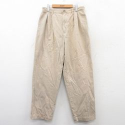 W34★古着 トミーヒルフィガー TOMMY HILFIGER ブランド パンツ メンズ コットン ベージュ カーキ 25sep13 中古 ボトムス ロング