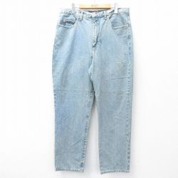 W35★古着 ゲス GUESS ジーンズ メンズ コットン 紺 ネイビー デニム 25sep16 中古 ボトムス ジーパン Gパン ロング パンツ