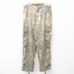 W38★古着 ハンティング カーゴ パンツ メンズ 90年代 90s リアルツリー USA製 ベージュ系他 カーキ 迷彩 25sep17 中古 ボトムス ロング