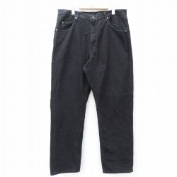 W38★古着 ラングラー Wrangler ジーンズ メンズ コットン 黒 ブラック デニム 25sep17 中古 ボトムス ジーパン Gパン ロング パンツ