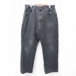 W36★古着 ラングラー Wrangler ジーンズ メンズ コットン 黒 ブラック デニム 25sep17 中古 ボトムス ジーパン Gパン ロング パンツ
