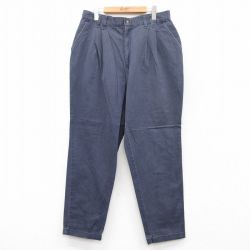 W33★古着 Chic パンツ メンズ 90年代 90s コットン USA製 紺 ネイビー 25sep17 中古 ボトムス ロング