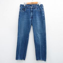 W32★古着 カルバンクライン Calvin Klein ブランド ジーンズ メンズ 90年代 90s ヒゲ コットン USA製 紺 ネイビー デニム 【spe】 25sep18 中古 ボトムス ジーパン Gパン ロング パンツ