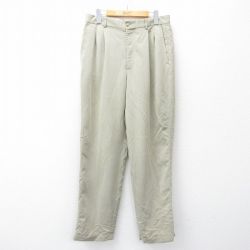 【20%OFF】W32★古着 パンツ メンズ レーヨン ベージュ系 カーキ 25sep18 中古 ボトムス ロング