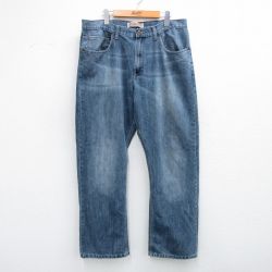 【20%OFF】W36★古着 ラングラー Wrangler ジーンズ メンズ ヒゲ 紺 ネイビー デニム 25sep19 中古 ボトムス ジーパン Gパン ロング パンツ
