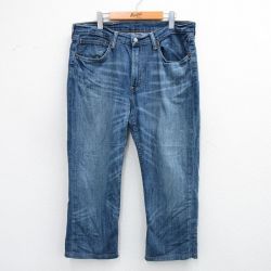 W36★古着 リーバイス Levis 514 ジーンズ メンズ ヒゲ フレア ブーツカット 紺 ネイビー デニム 25sep19 中古 ボトムス ジーパン Gパン ロング パンツ